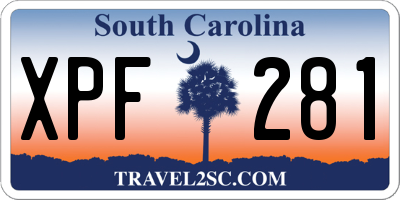 SC license plate XPF281
