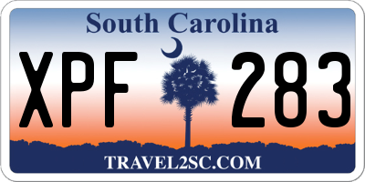 SC license plate XPF283