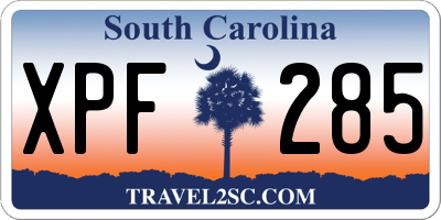 SC license plate XPF285