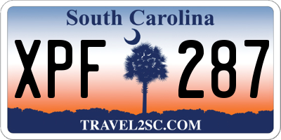 SC license plate XPF287