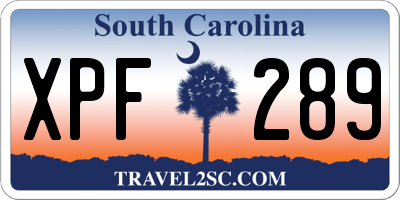 SC license plate XPF289