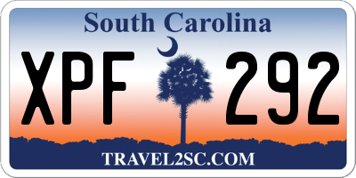 SC license plate XPF292