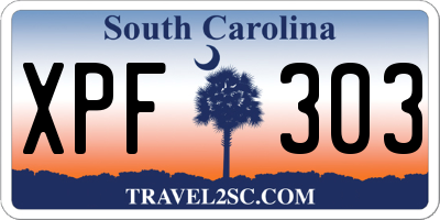 SC license plate XPF303