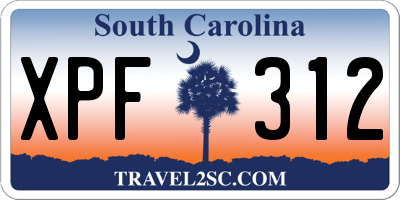 SC license plate XPF312