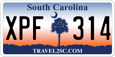SC license plate XPF314