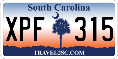 SC license plate XPF315