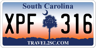 SC license plate XPF316