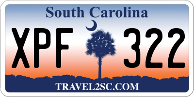 SC license plate XPF322