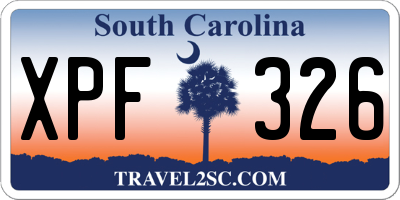 SC license plate XPF326