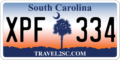 SC license plate XPF334