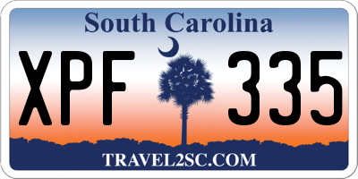SC license plate XPF335
