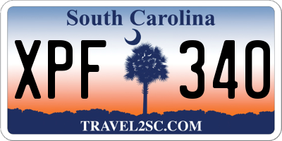 SC license plate XPF340