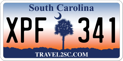SC license plate XPF341