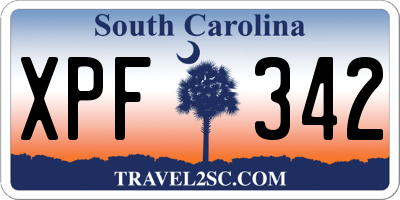 SC license plate XPF342