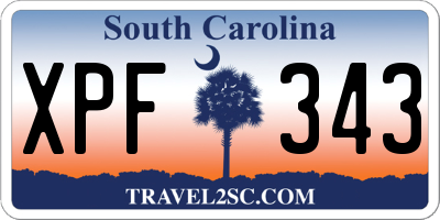 SC license plate XPF343