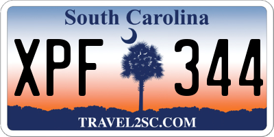 SC license plate XPF344