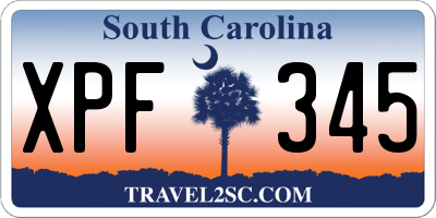 SC license plate XPF345