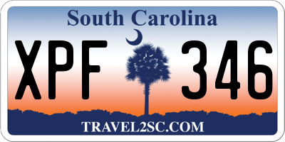 SC license plate XPF346