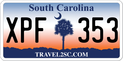 SC license plate XPF353