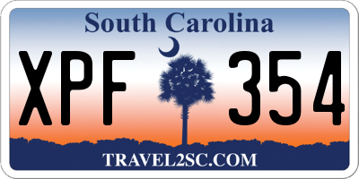 SC license plate XPF354