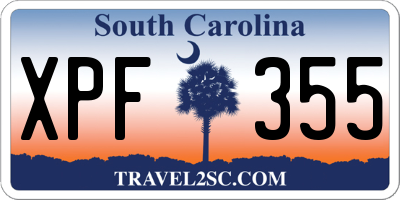 SC license plate XPF355