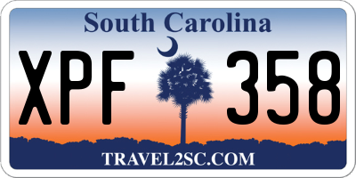 SC license plate XPF358