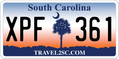 SC license plate XPF361