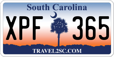 SC license plate XPF365