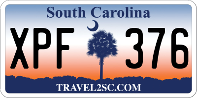SC license plate XPF376