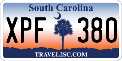SC license plate XPF380