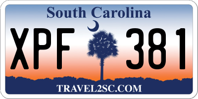 SC license plate XPF381