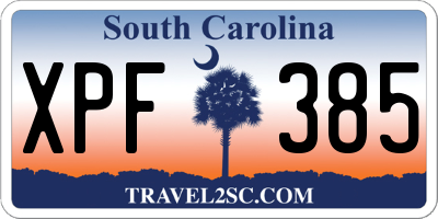 SC license plate XPF385