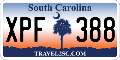 SC license plate XPF388