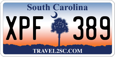 SC license plate XPF389