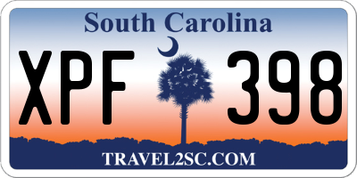 SC license plate XPF398