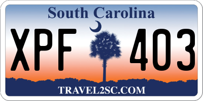 SC license plate XPF403