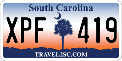 SC license plate XPF419