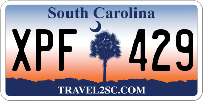 SC license plate XPF429