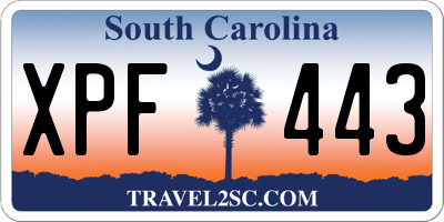 SC license plate XPF443