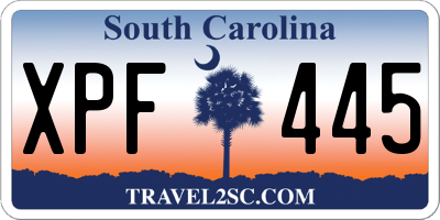 SC license plate XPF445