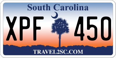 SC license plate XPF450