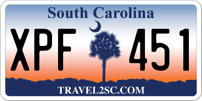 SC license plate XPF451