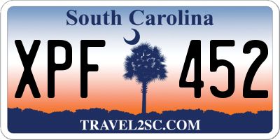 SC license plate XPF452