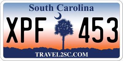 SC license plate XPF453