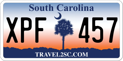 SC license plate XPF457