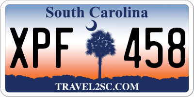 SC license plate XPF458
