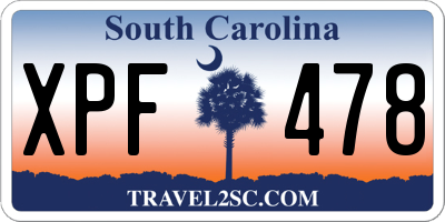 SC license plate XPF478