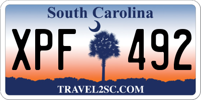 SC license plate XPF492