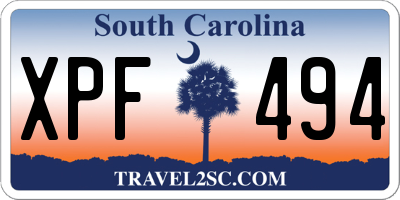 SC license plate XPF494