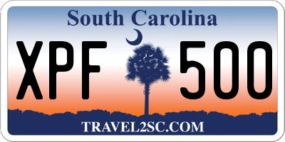 SC license plate XPF500